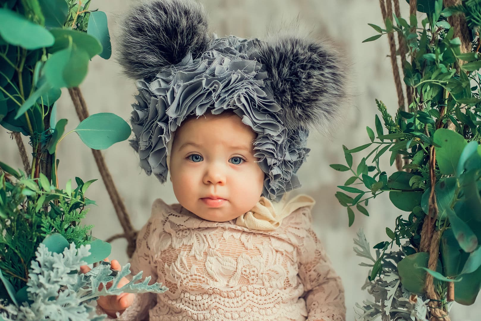 Charming baby sitter session portrait