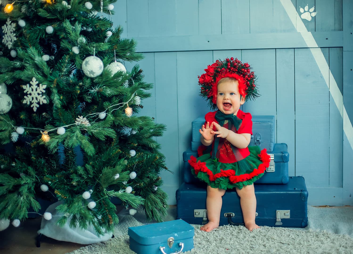 Sweet baby celebrating with cake