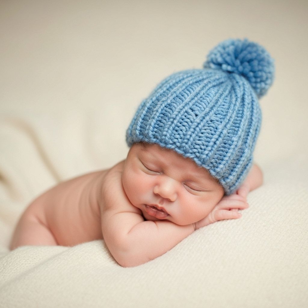 Newborn in knit hat