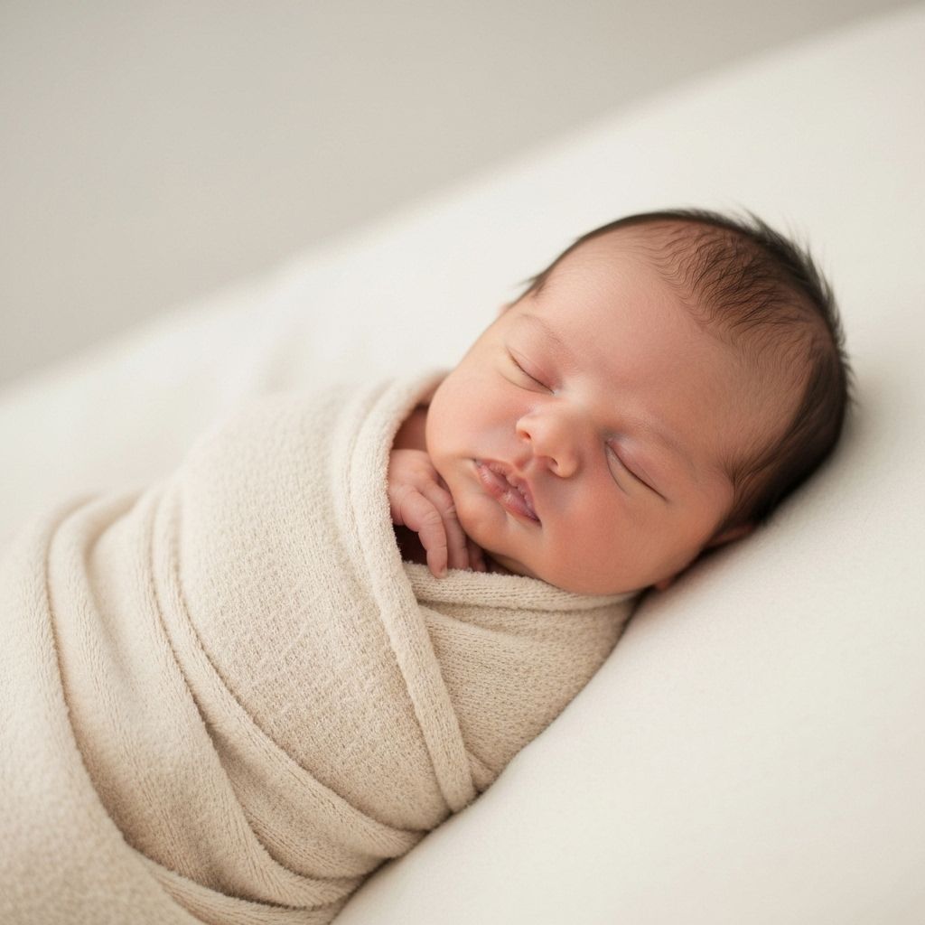 Newborn wrapped in soft blanket
