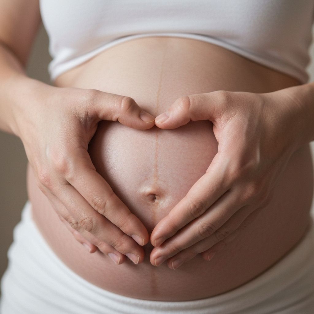 Pregnancy belly with hands